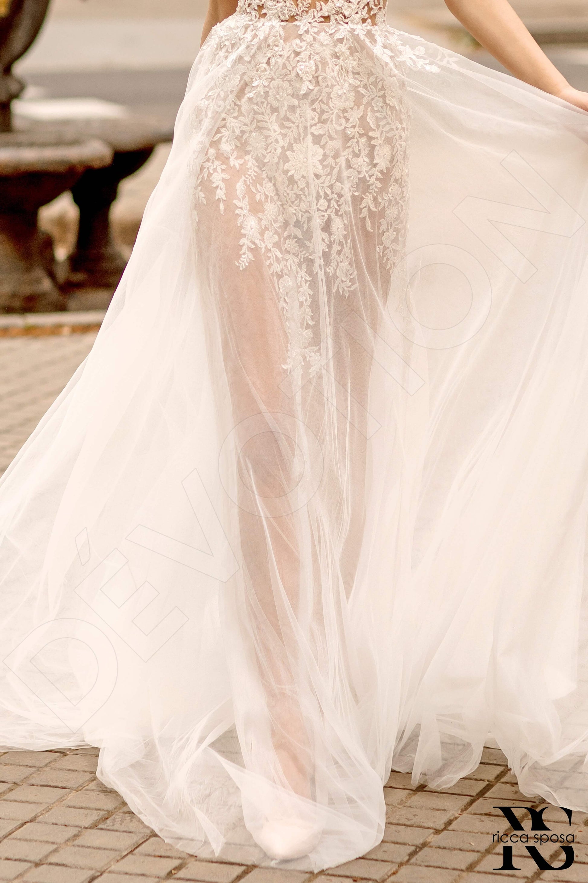Donnie A-line Illusion Ivory Wedding dress