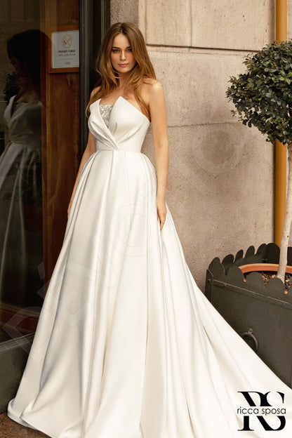 Isha Open back A-line Strapless Wedding Dress Front