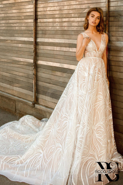 Janina Open back A-line Sleeveless Wedding Dress Front
