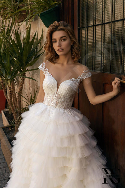 Kara Illusion back Princess/Ball Gown Short/ Cap sleeve Wedding Dress 2