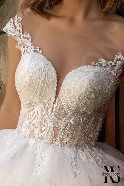 Kara Illusion back Princess/Ball Gown Short/ Cap sleeve Wedding Dress 6