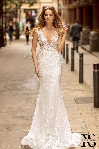 Kristinia Full back Trumpet/Mermaid Short/ Cap sleeve Wedding Dress Front