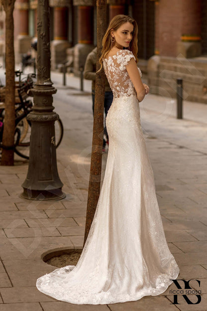 Kristinia Full back Trumpet/Mermaid Short/ Cap sleeve Wedding Dress Back