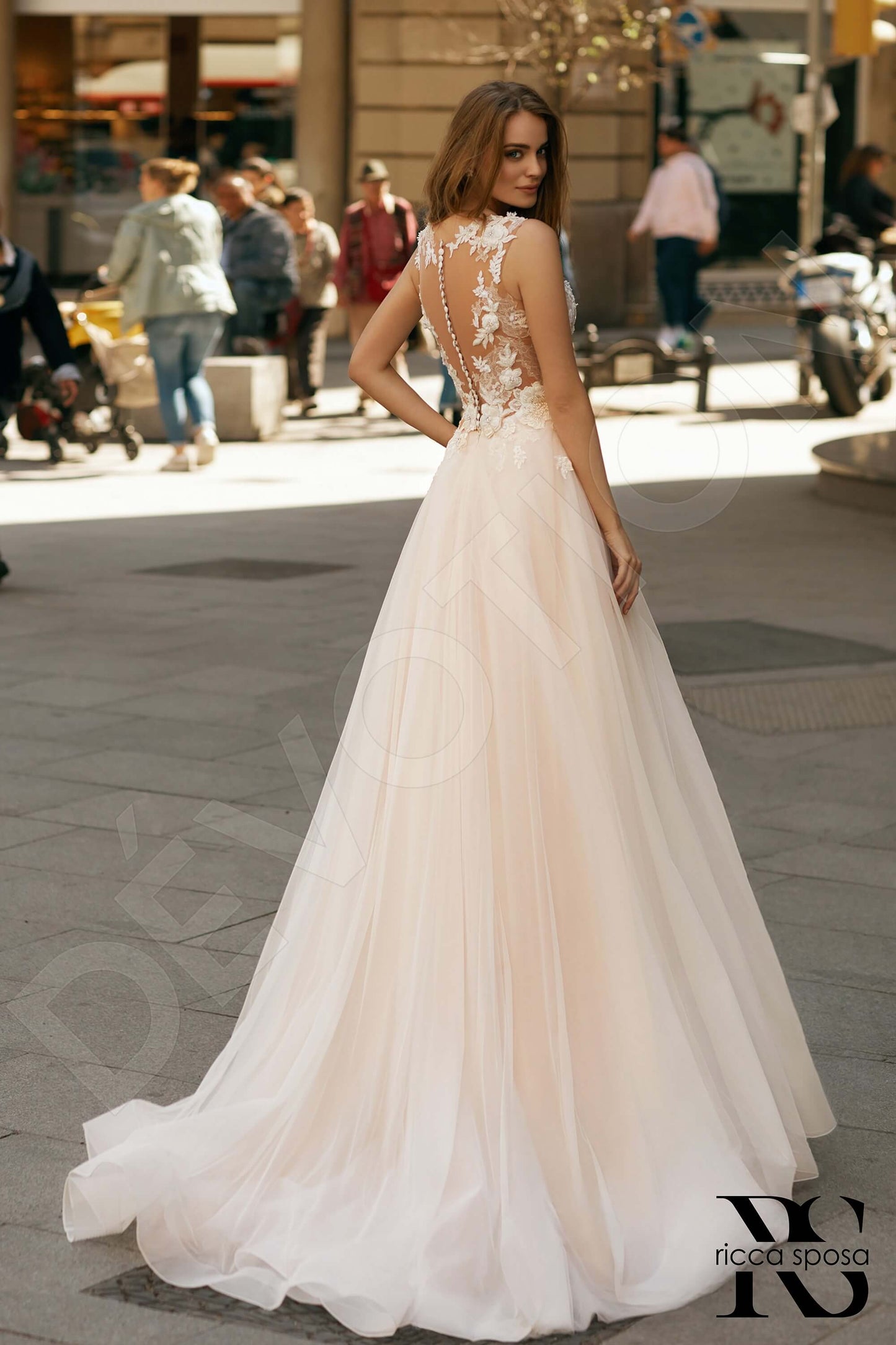 Maeve Illusion back A-line Sleeveless Wedding Dress Back