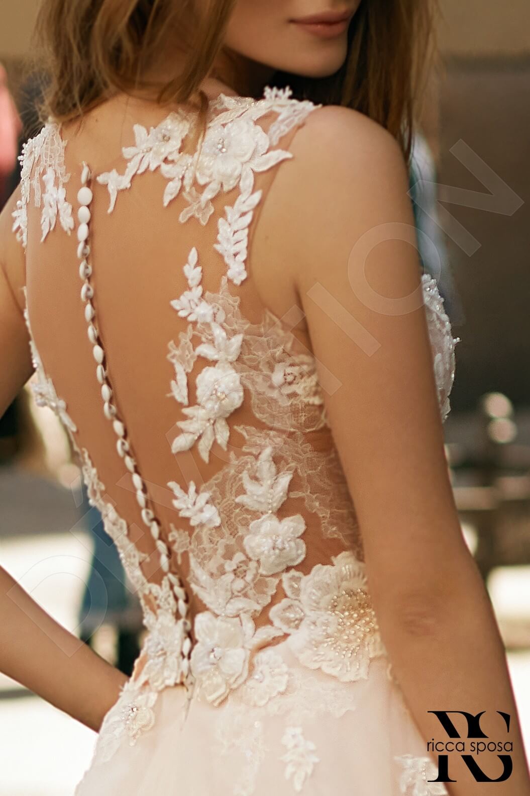 Maeve A-line Illusion Ivory Nude Wedding dress