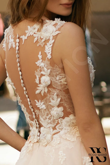 Maeve Illusion back A-line Sleeveless Wedding Dress 4