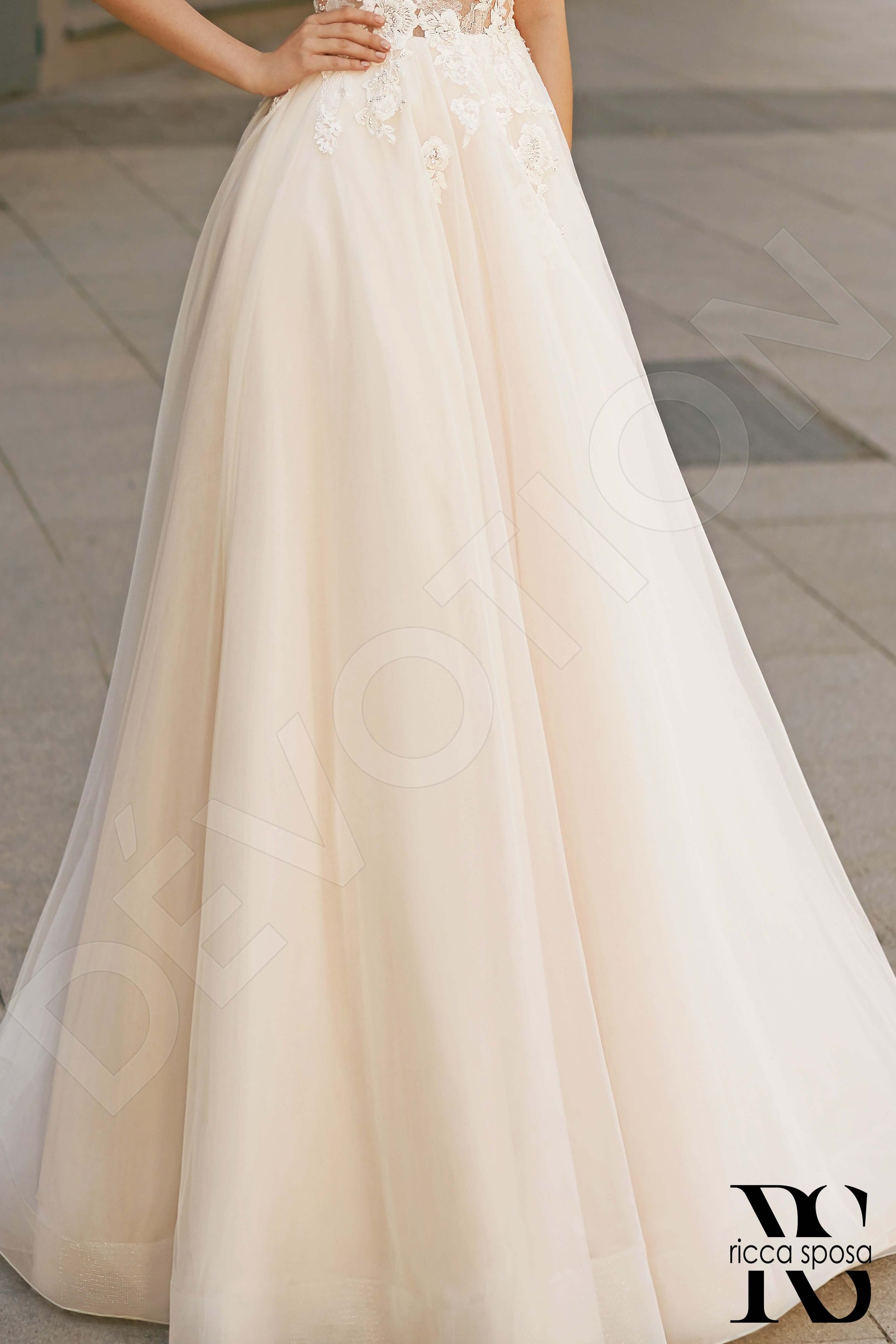 Maeve A-line Illusion Ivory Nude Wedding dress