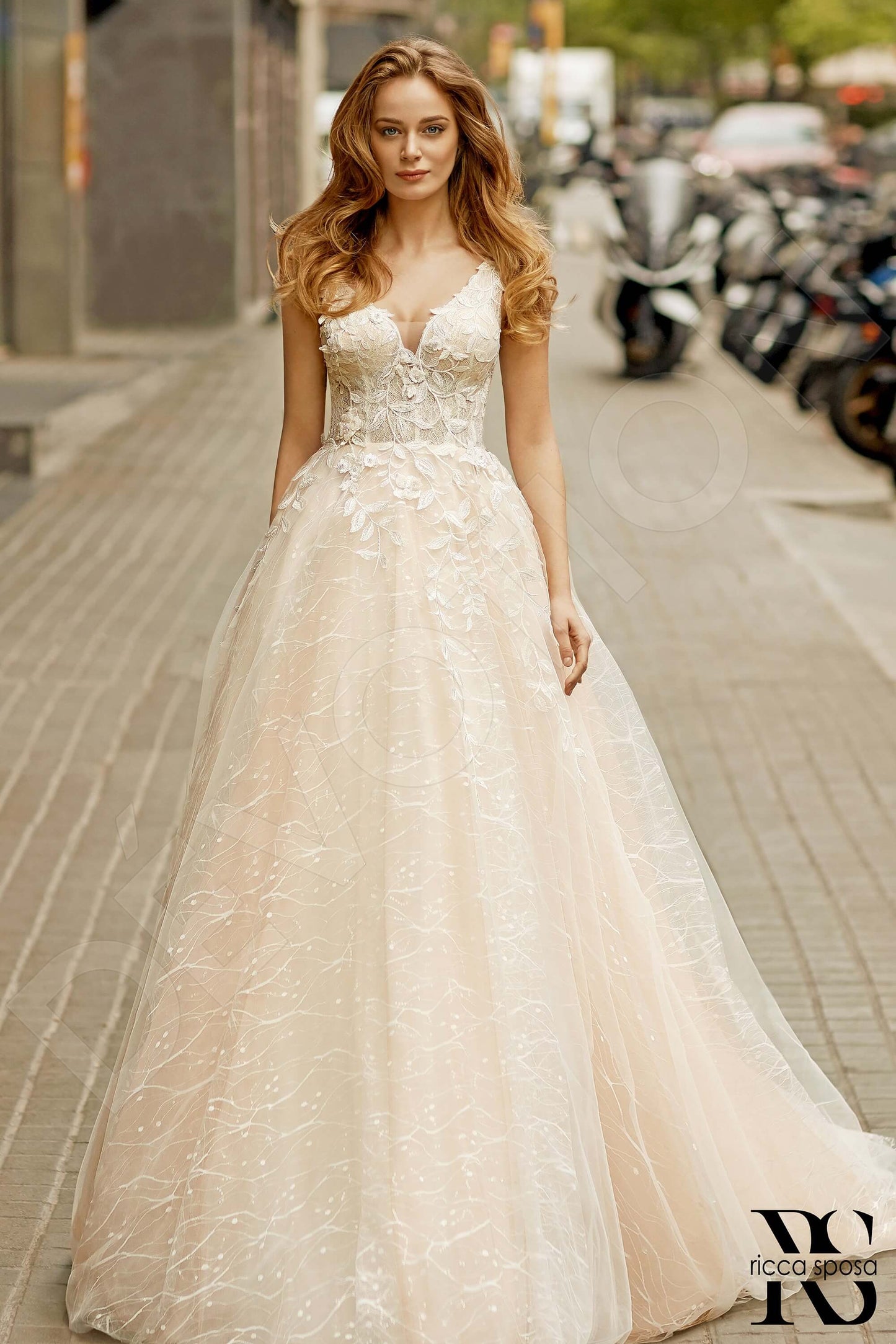 Marsellina Open back A-line Sleeveless Wedding Dress Front