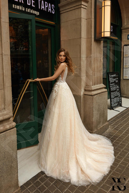 Marsellina Open back A-line Sleeveless Wedding Dress Back