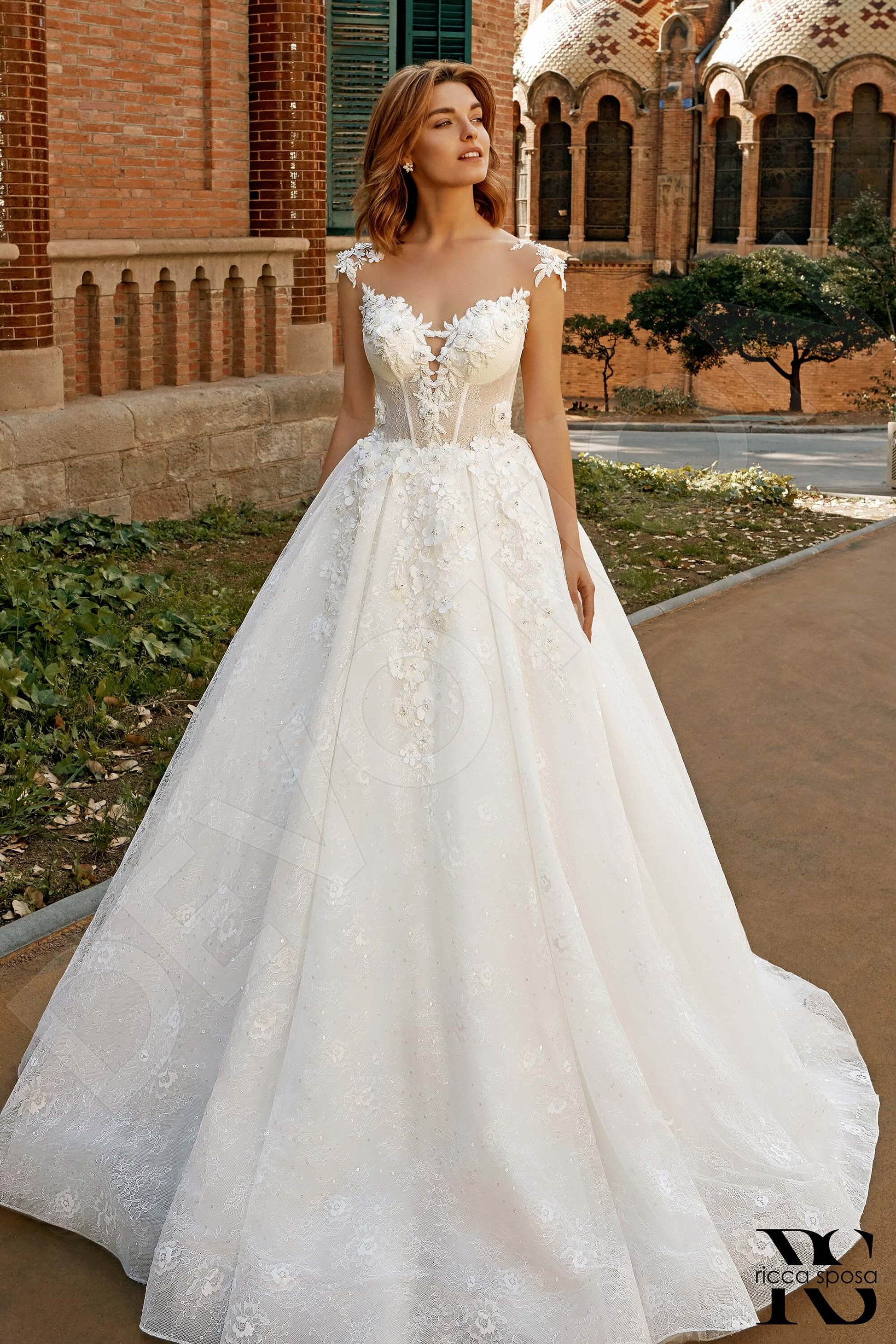 Martina Princess/Ball Gown Illusion Ivory Wedding dress