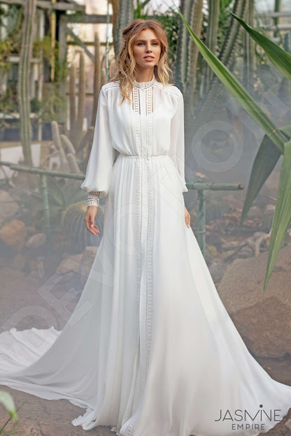 Rebeca Full back A-line Long sleeve Wedding Dress Front