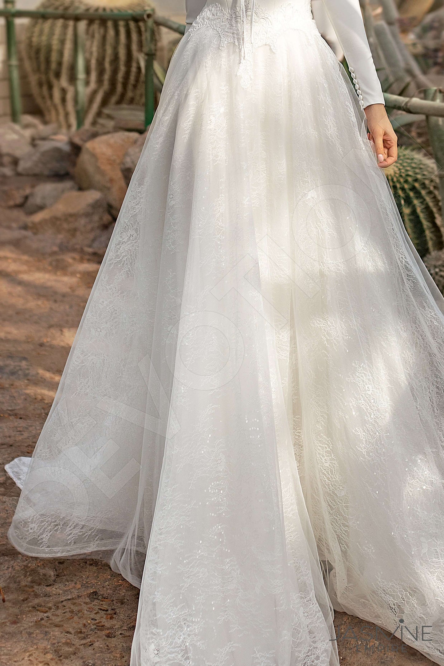 Vitalina Open back A-line Long sleeve Wedding Dress 6