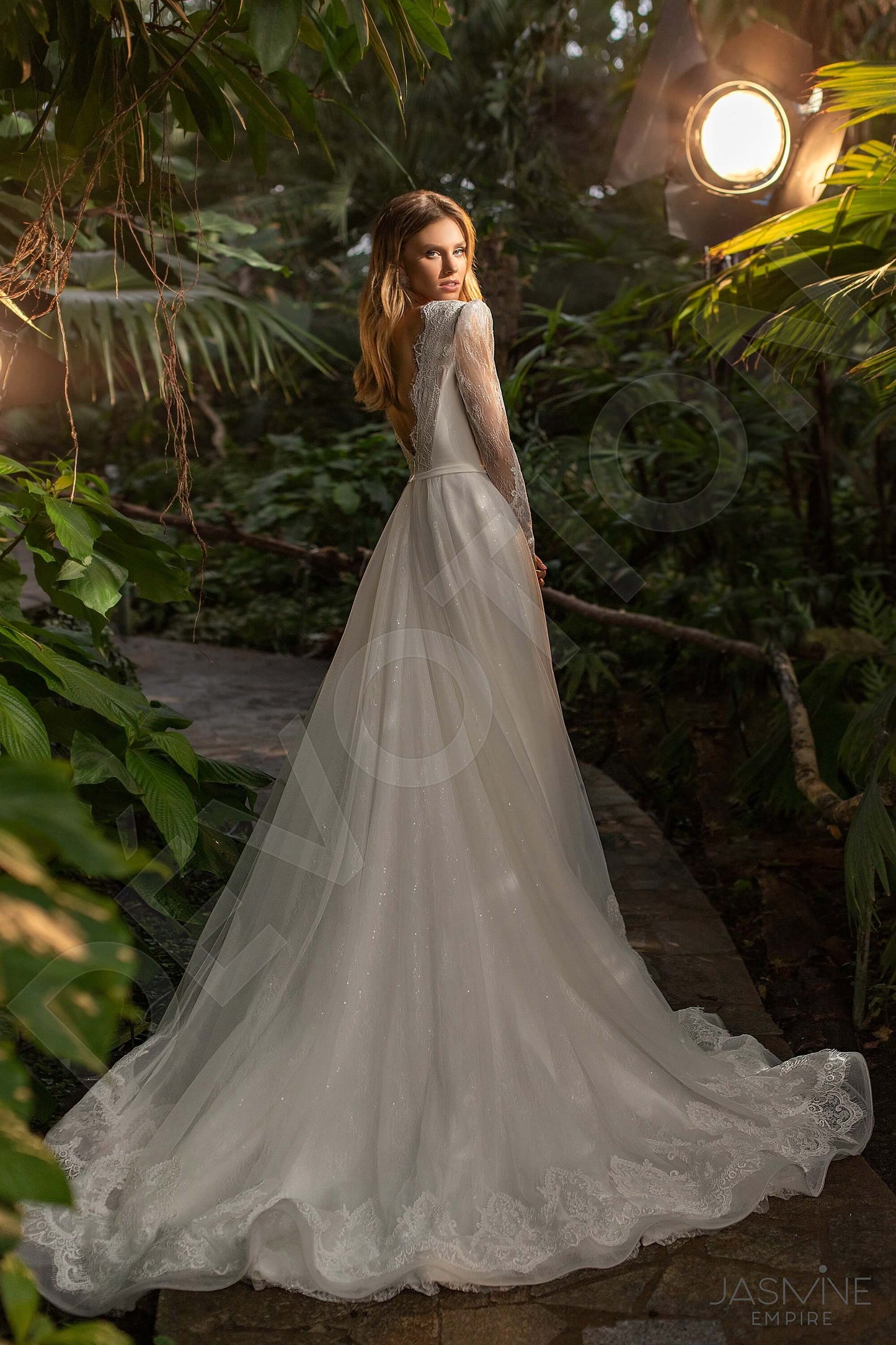 Ara Open back A-line Long sleeve Wedding Dress Back