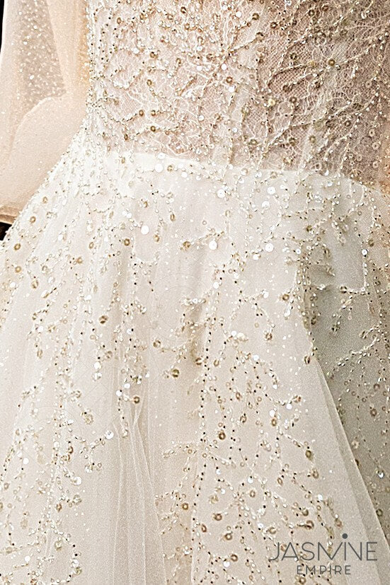 Ariel Open back A-line 3/4 sleeve Wedding Dress 6