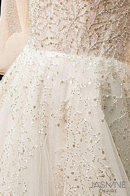 Ariel Open back A-line 3/4 sleeve Wedding Dress 6