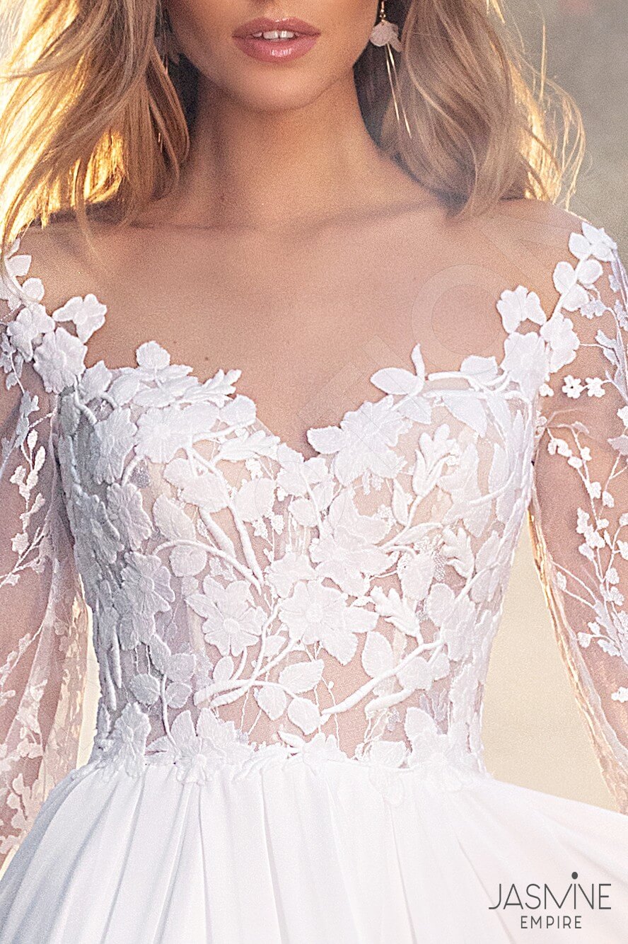 Elara Illusion back A-line Long sleeve Wedding Dress 5