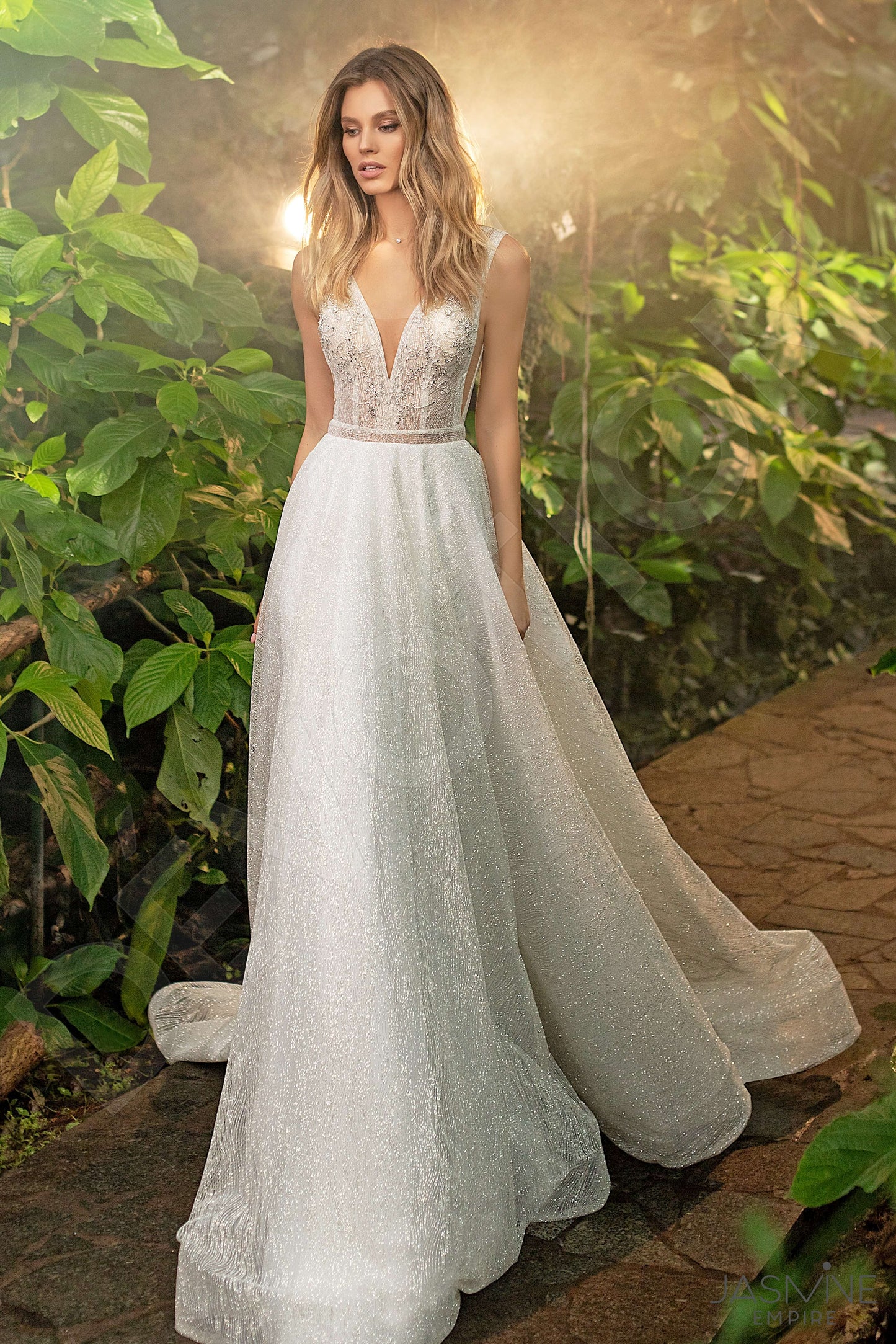 Eliza Open back A-line Sleeveless Wedding Dress Front