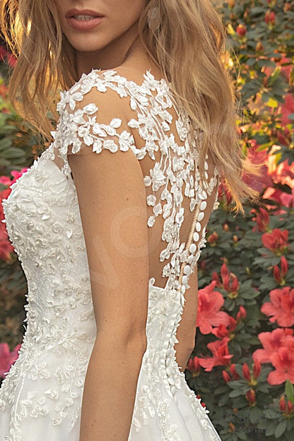 Kesidi Full back A-line Short/ Cap sleeve Wedding Dress 4