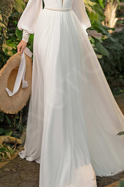 Luniana Open back A-line Long sleeve Wedding Dress 7