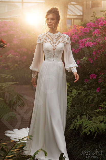 Melanie Full back A-line Long sleeve Wedding Dress Front