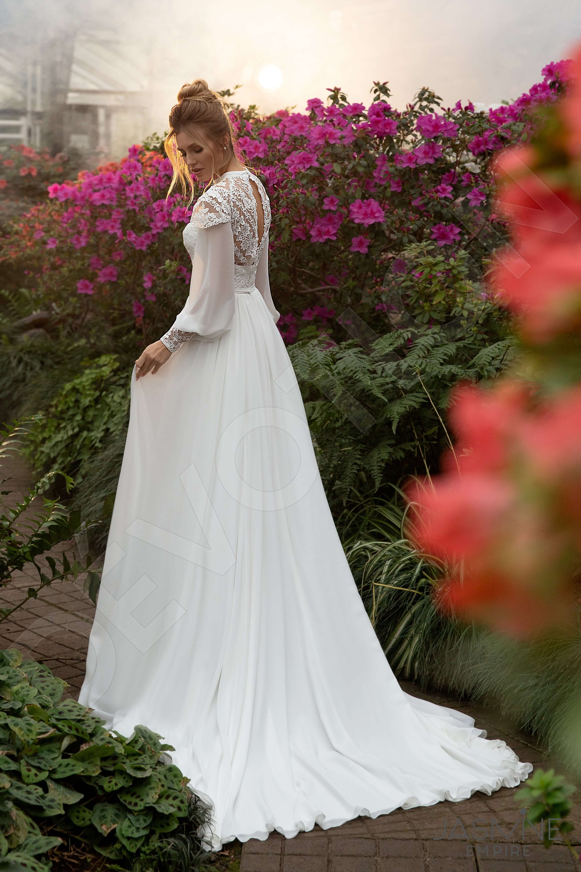 Melanie A-line High neck Ivory Wedding dress