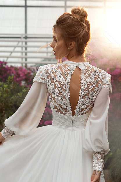 Melanie Full back A-line Long sleeve Wedding Dress 4