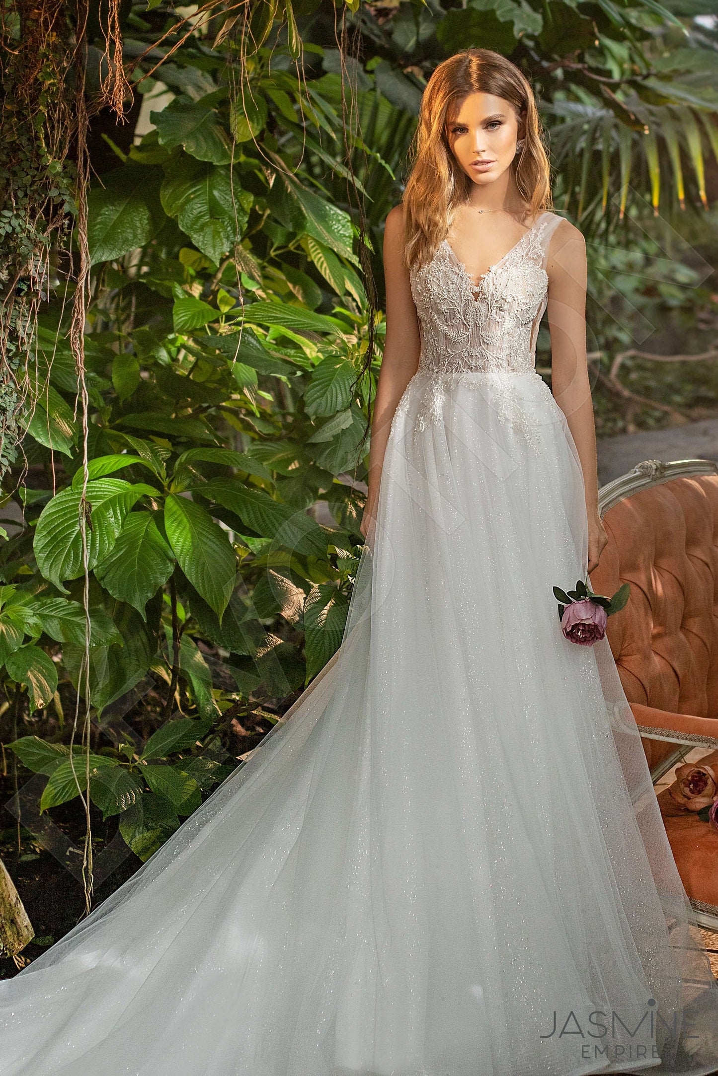 Rozalina Open back A-line Straps Wedding Dress Front