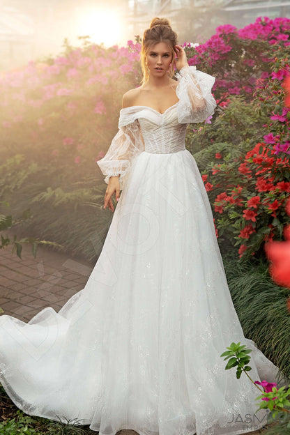 Vika Open back A-line Long sleeve Wedding Dress Front