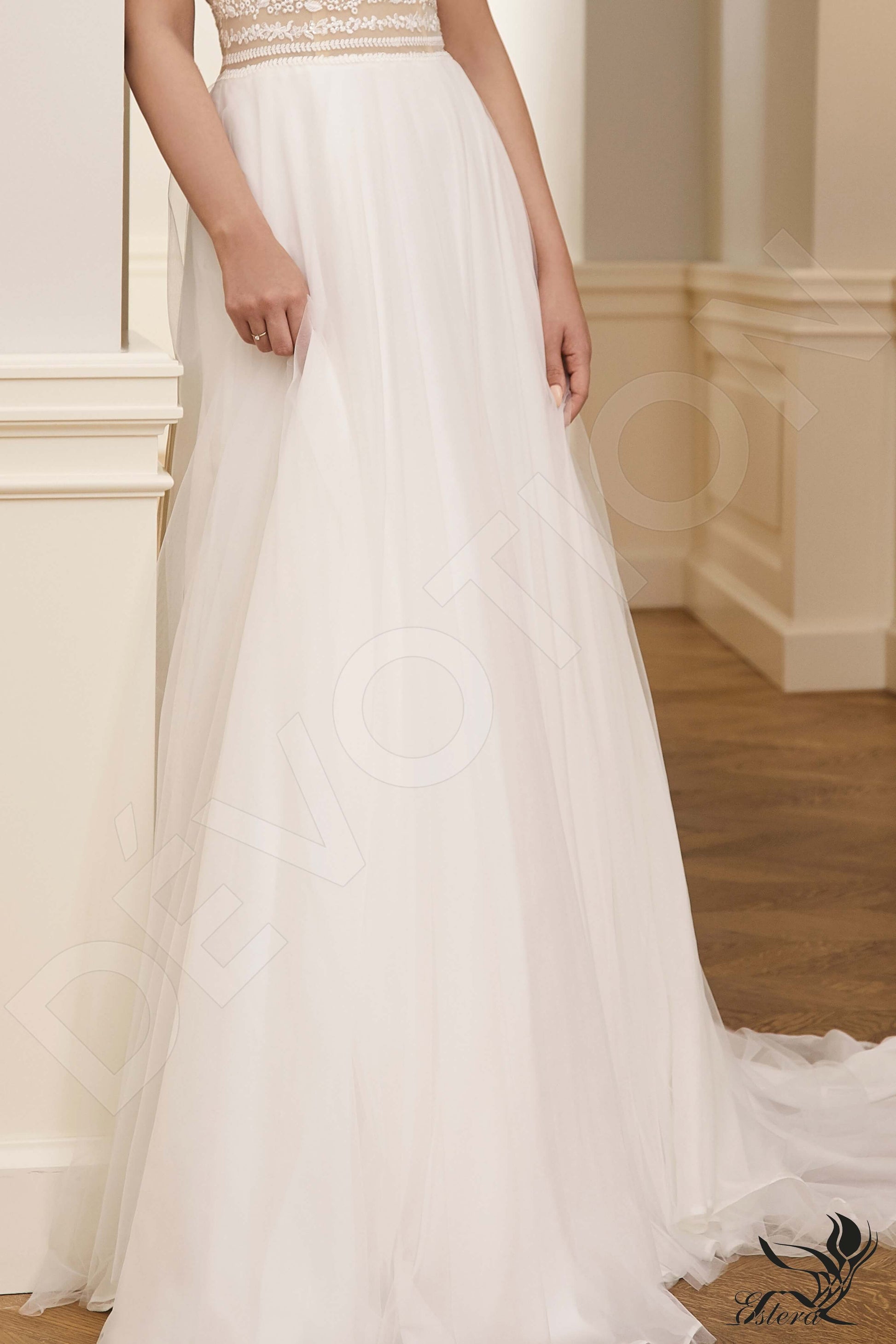 Abir A-line V-neck Ivory Wedding dress
