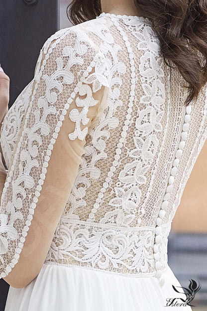 Ajrin Full back A-line Long sleeve Wedding Dress 5