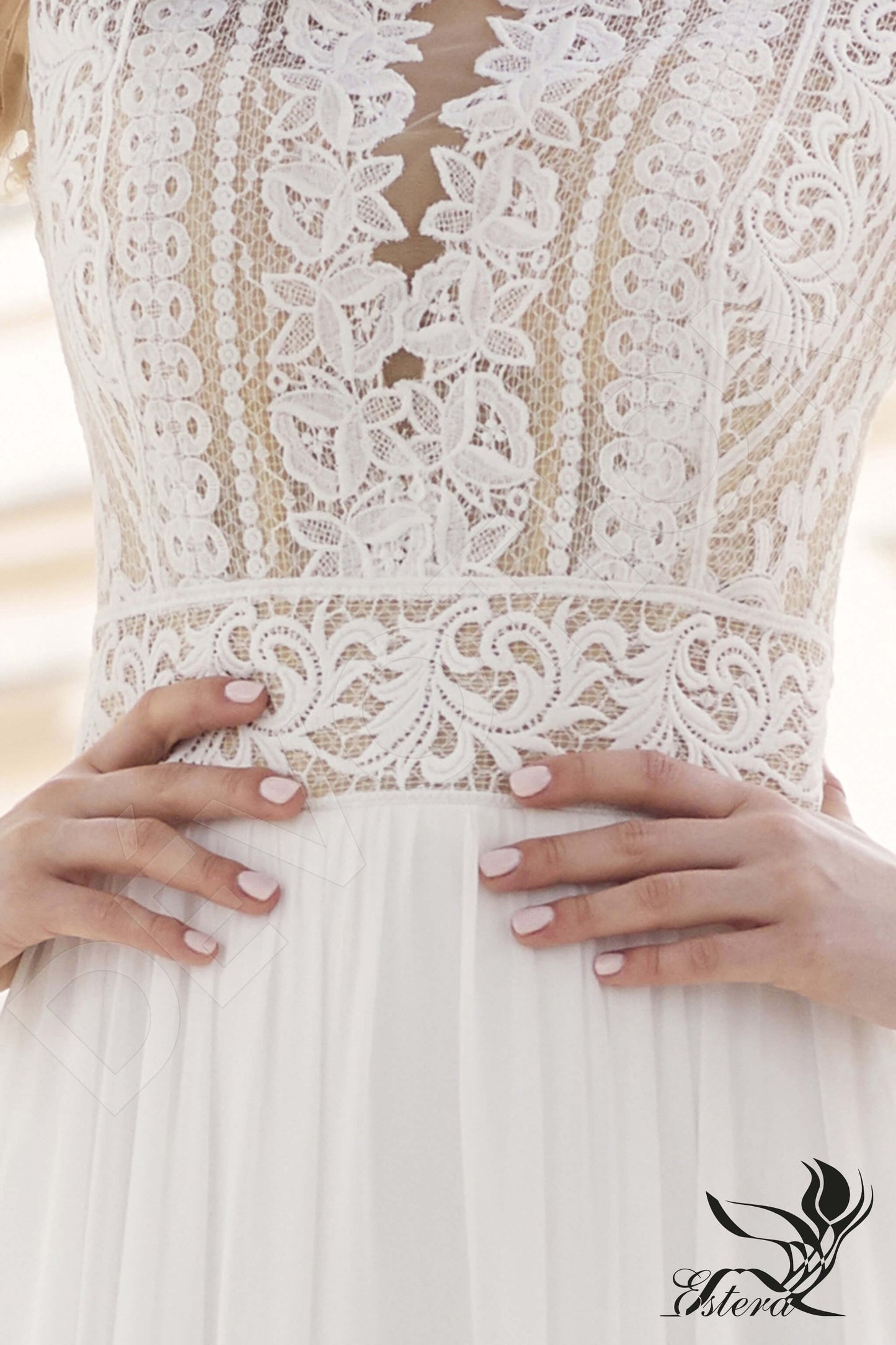 Ajrin Full back A-line Long sleeve Wedding Dress 7