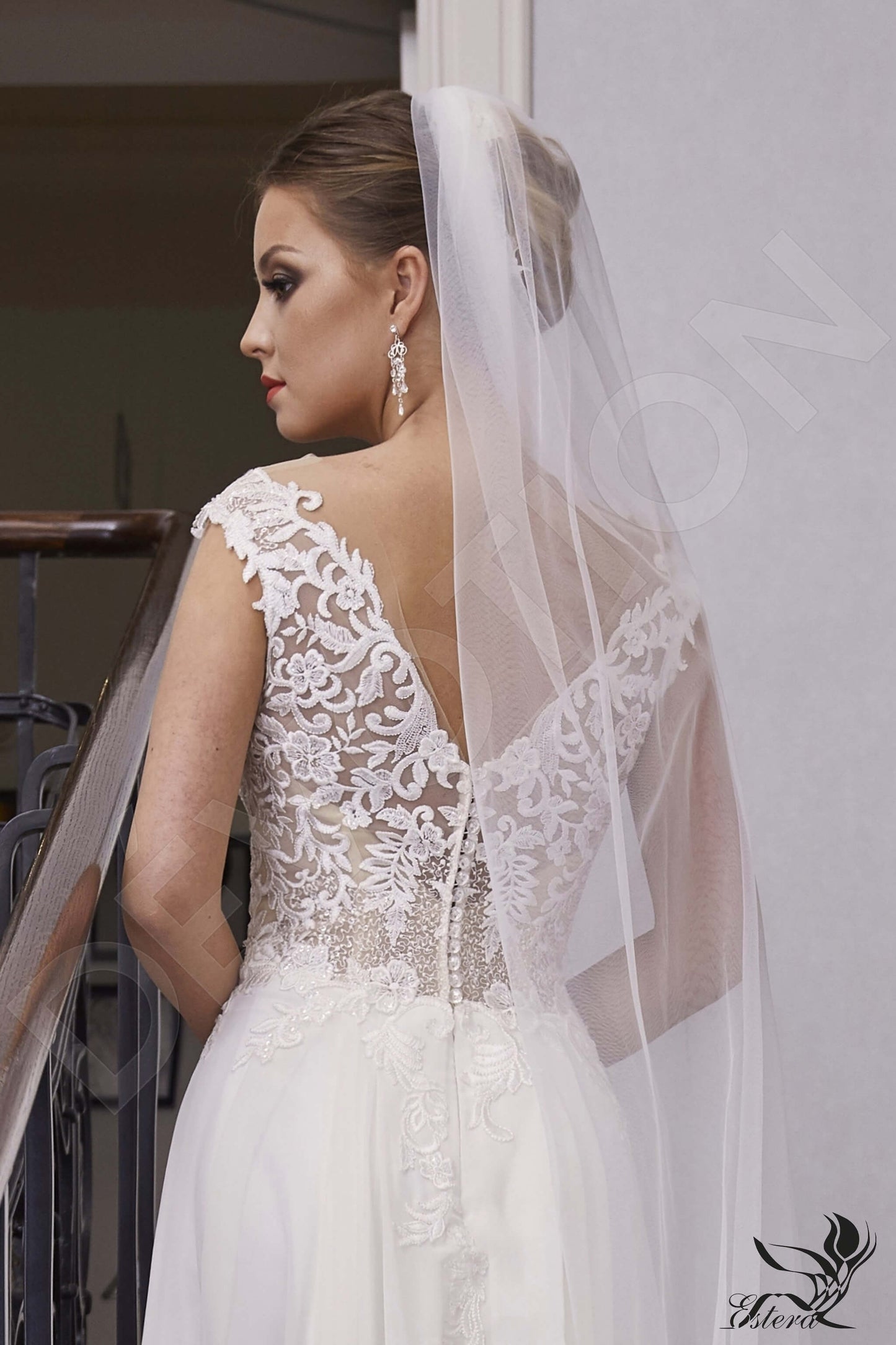 Anan Full back A-line Short/ Cap sleeve Wedding Dress 4