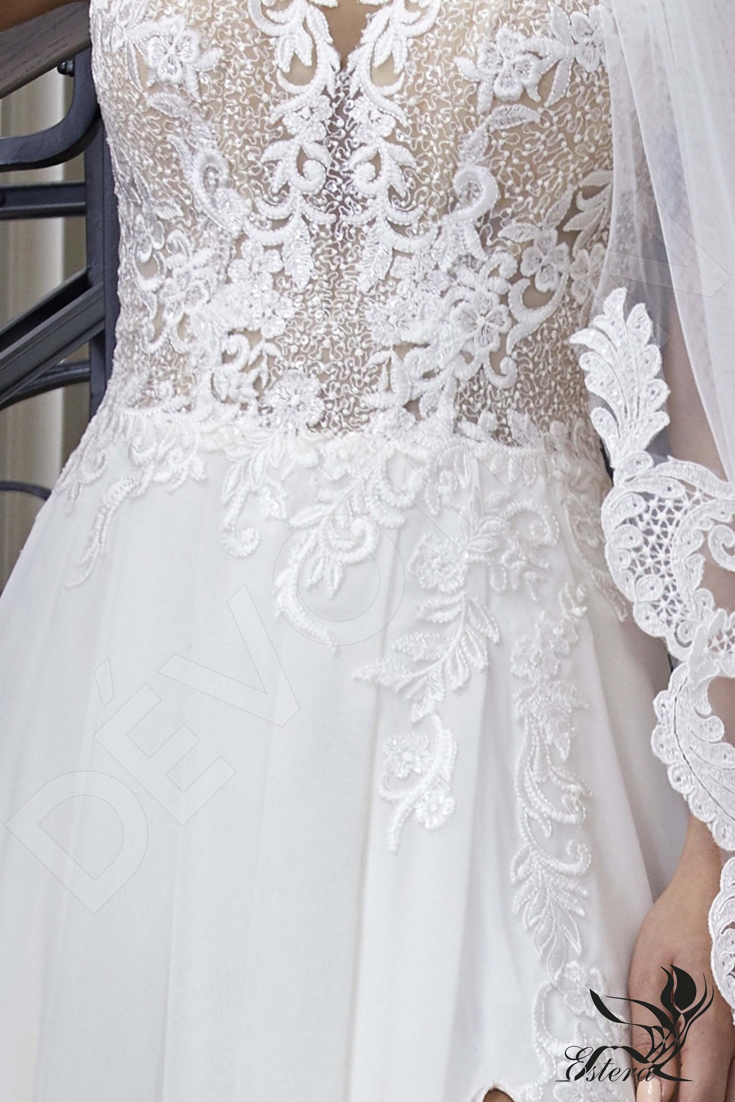 Anan Full back A-line Short/ Cap sleeve Wedding Dress 7