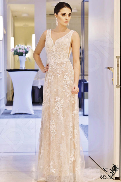 Anisa Open back Sheath/Column Sleeveless Wedding Dress Front
