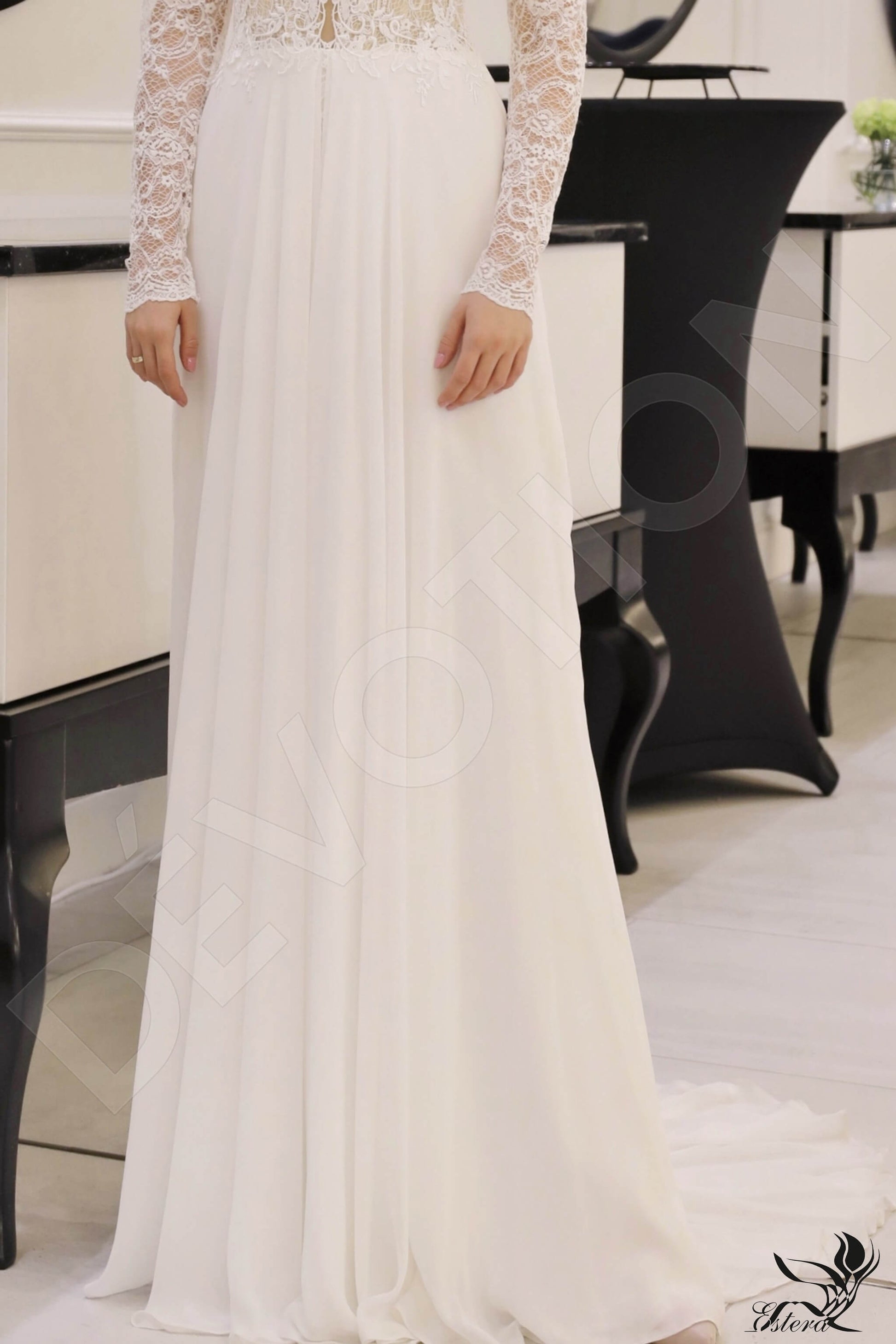 Asma A-line Scoop Ivory Wedding dress