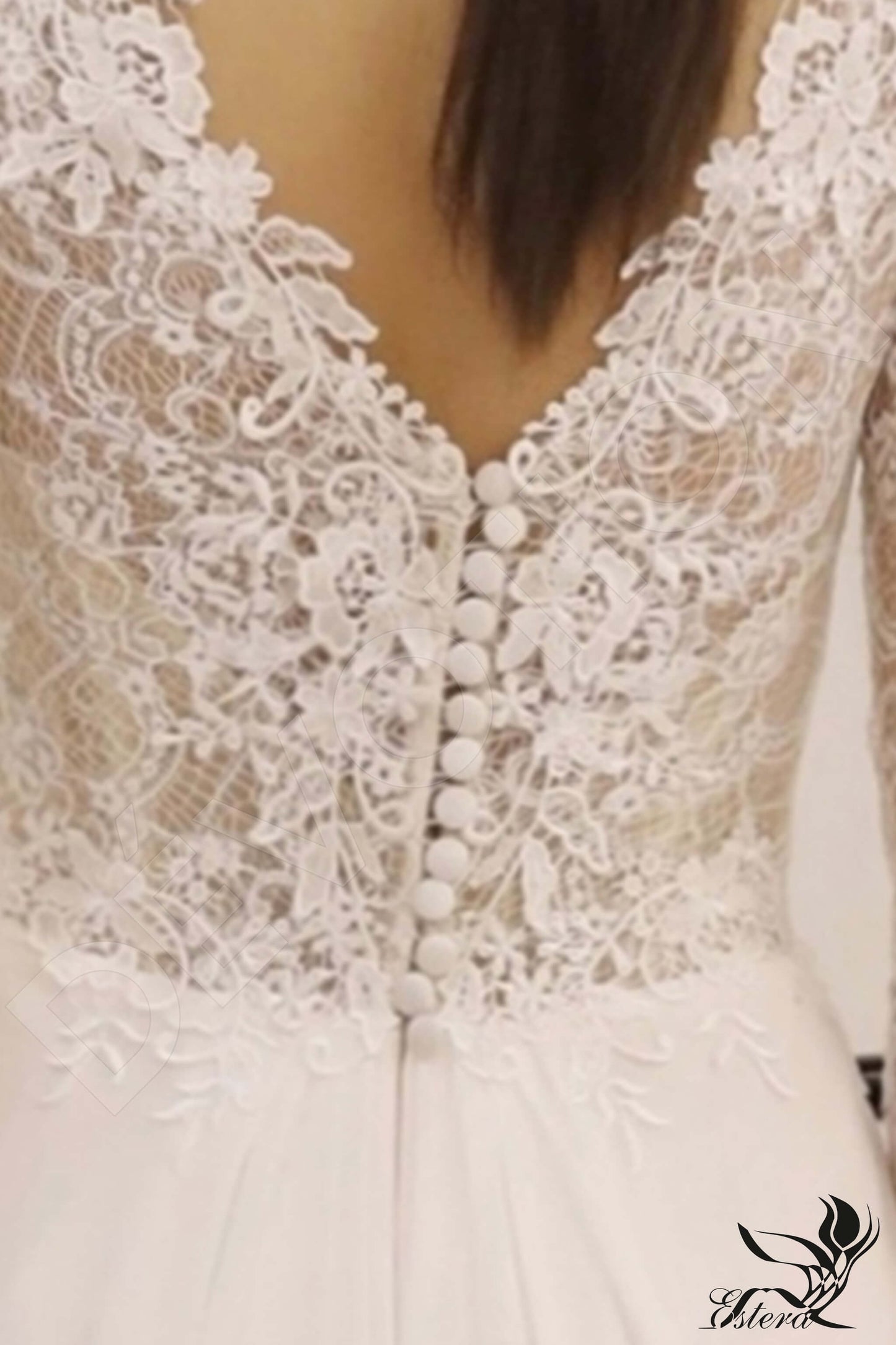 Asma Open back A-line Long sleeve Wedding Dress 7