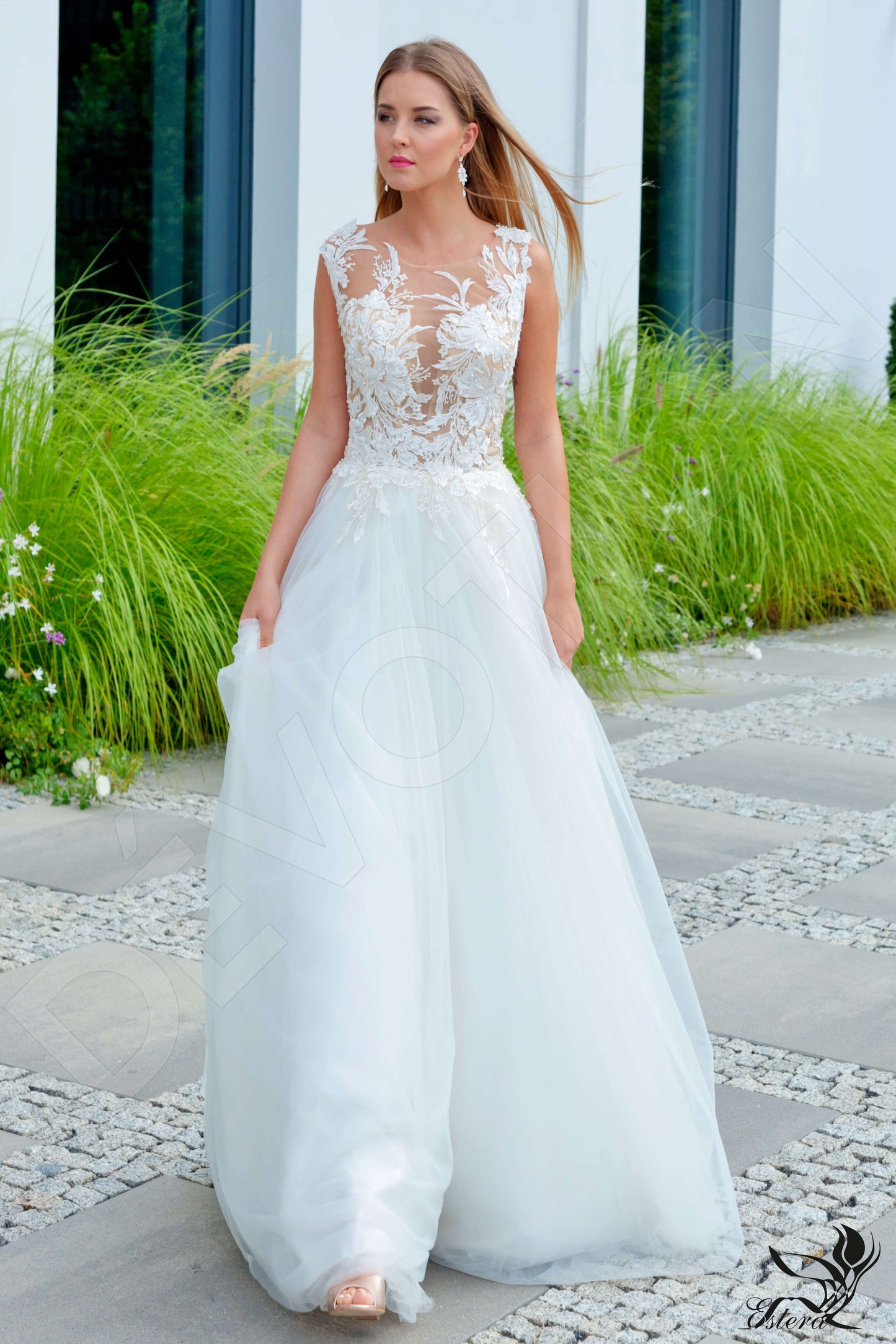 Delia Full back A-line Sleeveless Wedding Dress Front