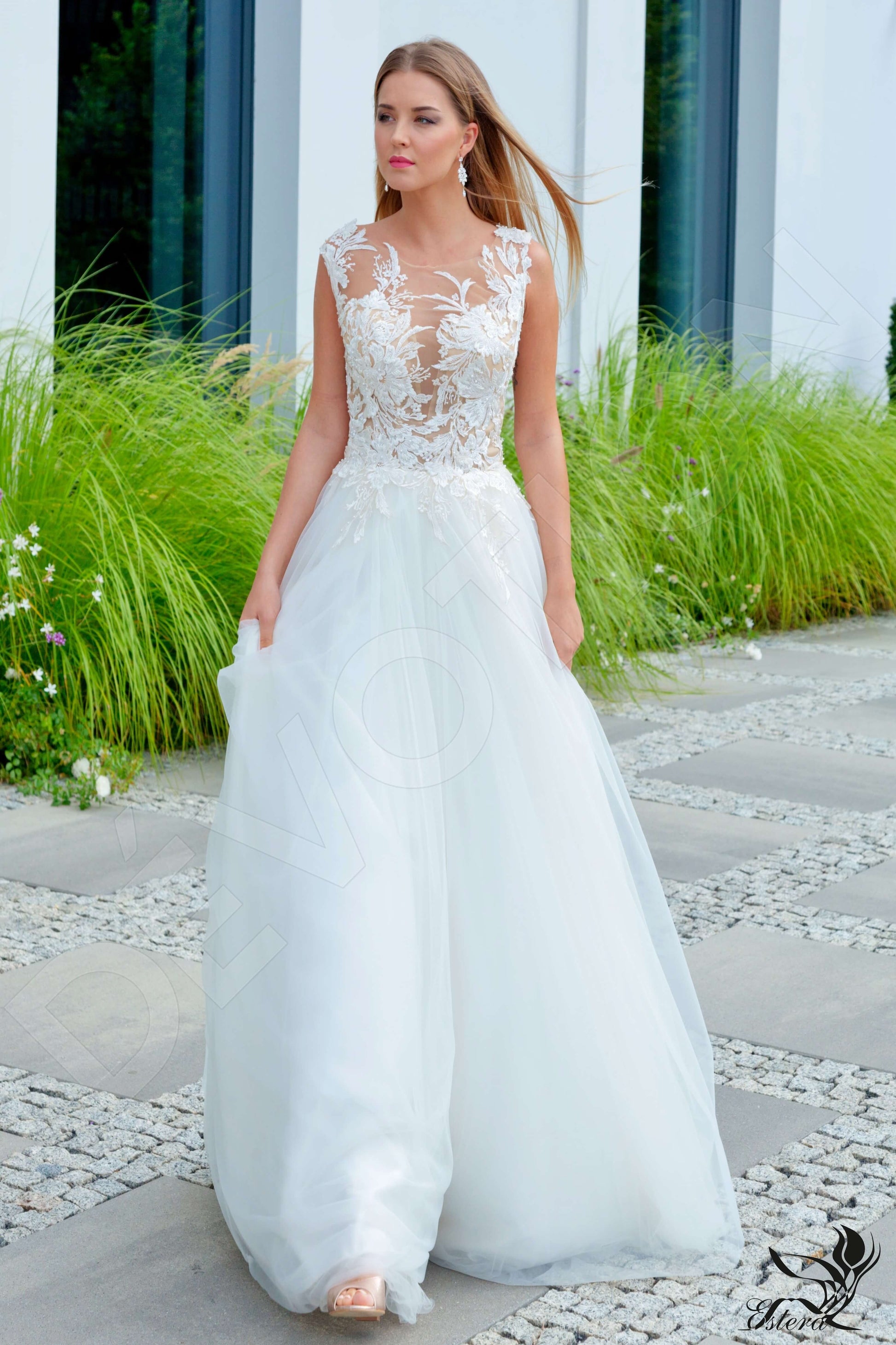 Delia A-line Jewel Ivory Wedding dress