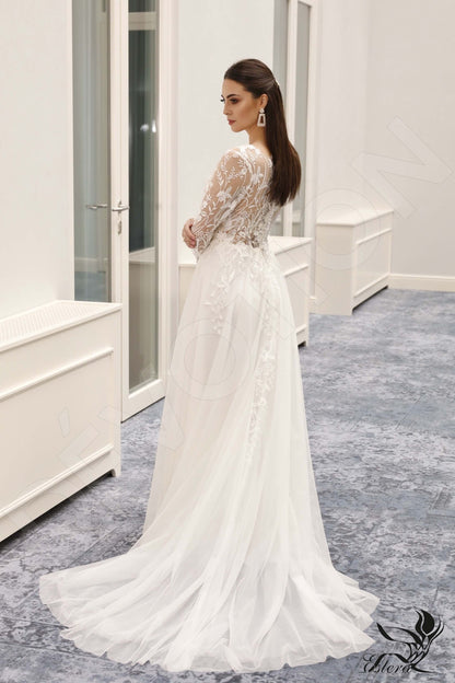 Dzalla Full back A-line Long sleeve Wedding Dress Back