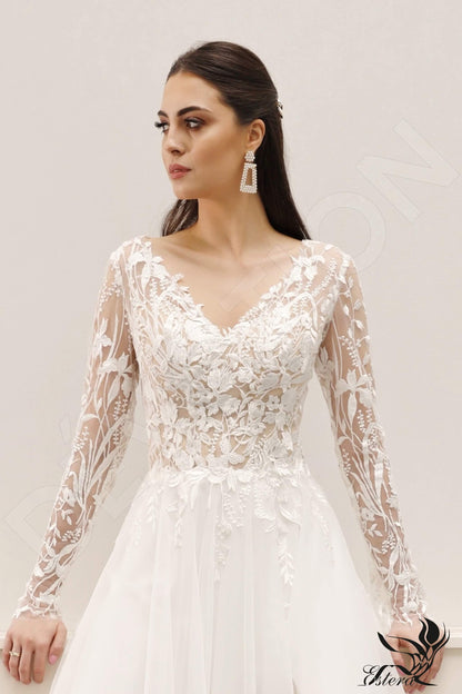 Dzalla Full back A-line Long sleeve Wedding Dress 5