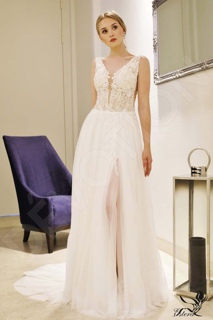 Hana Open back A-line Sleeveless Wedding Dress Front