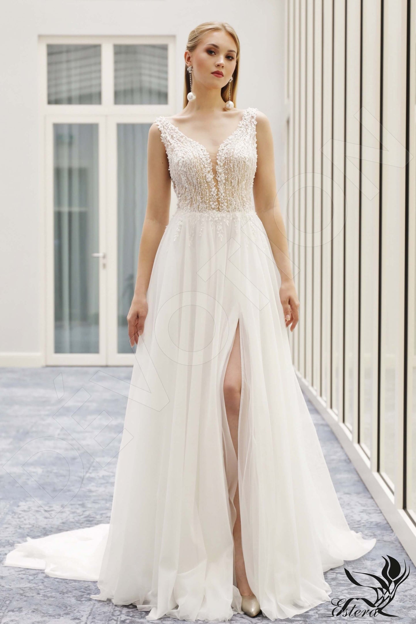 Marcela Open back A-line Sleeveless Wedding Dress Front