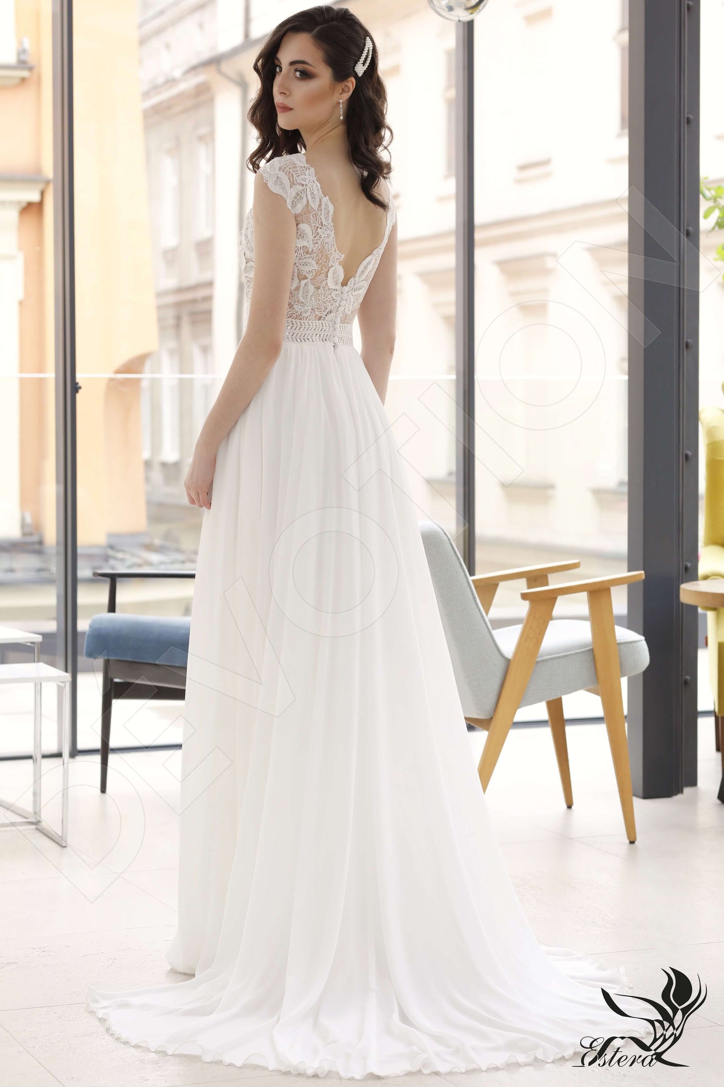 Miriama Open back A-line Sleeveless Wedding Dress Back