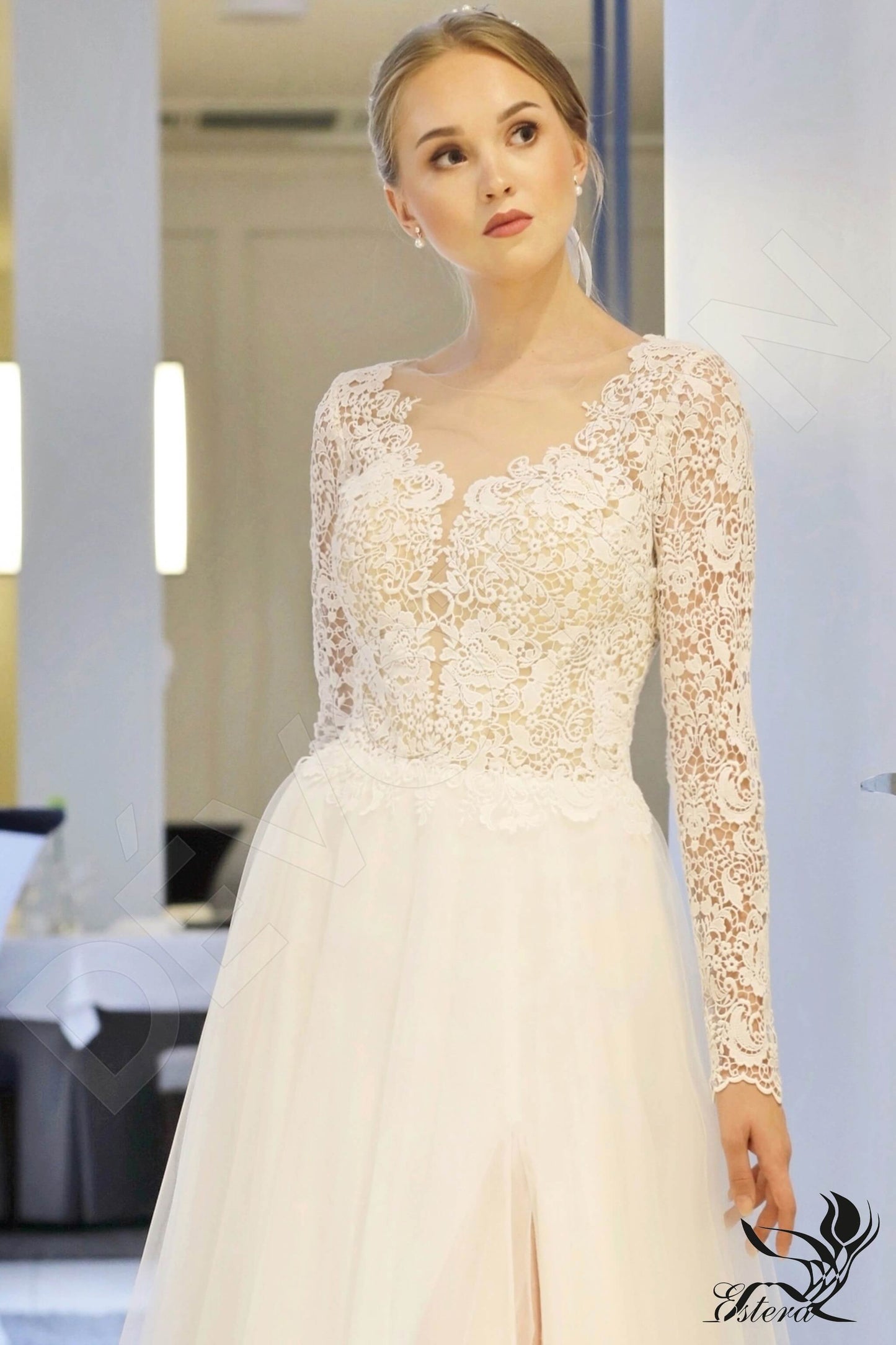 Nalia Open back A-line Long sleeve Wedding Dress 2