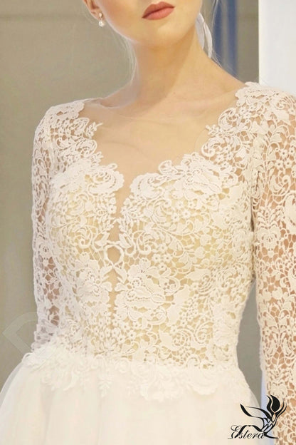 Nalia Open back A-line Long sleeve Wedding Dress 3