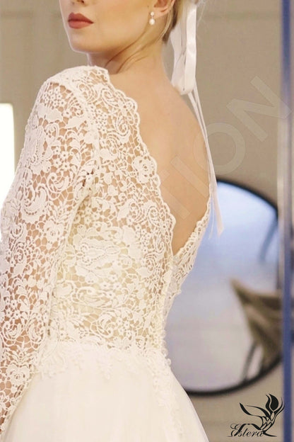 Nalia Open back A-line Long sleeve Wedding Dress 5