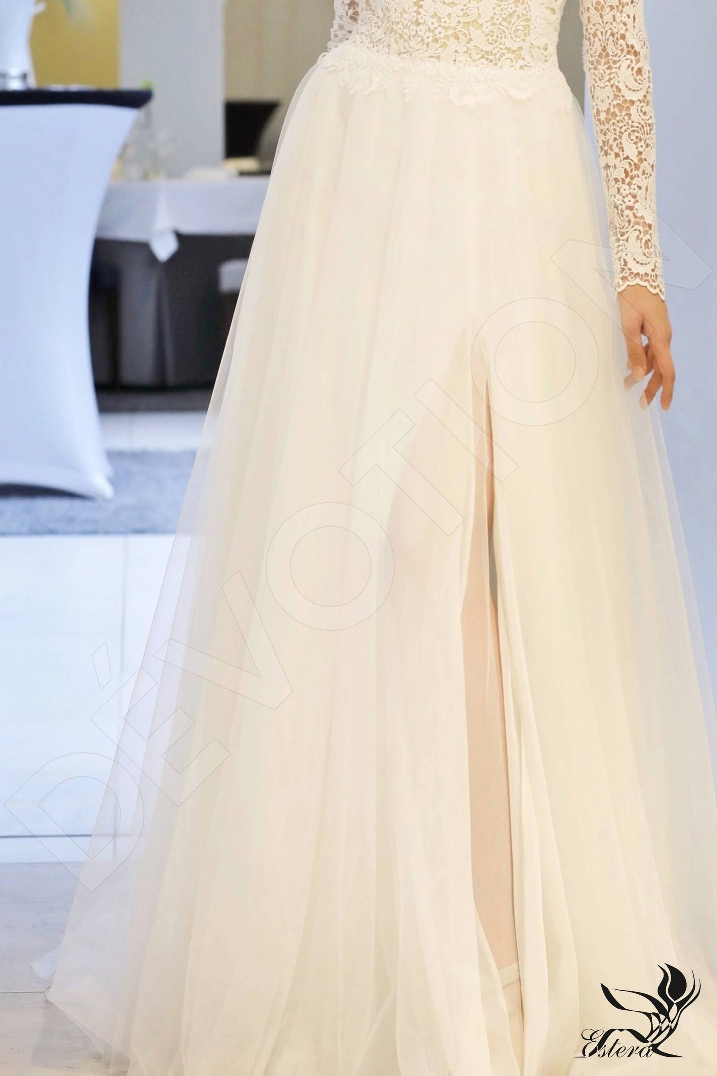 Nalia Open back A-line Long sleeve Wedding Dress 7
