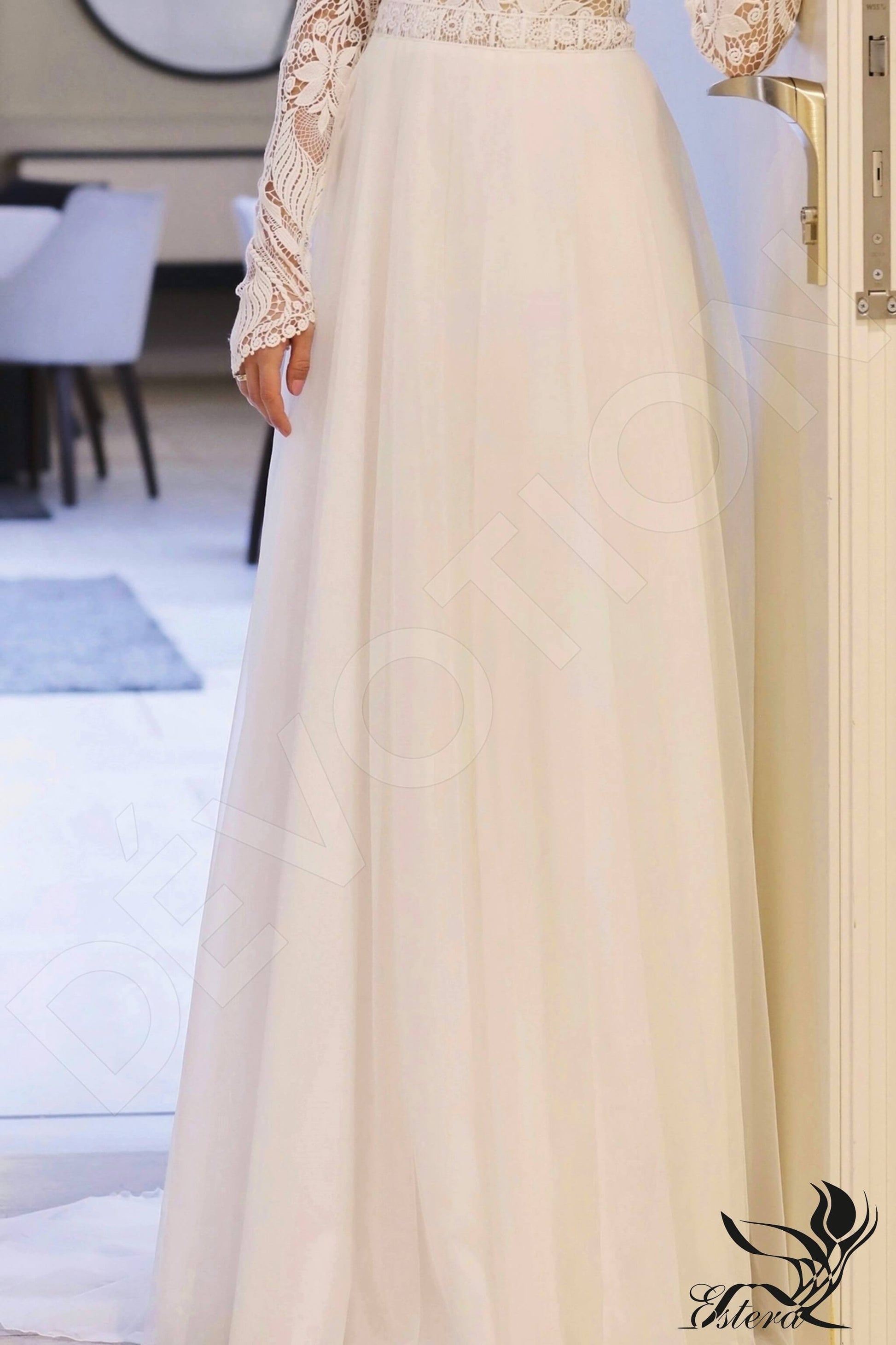 Samar A-line Jewel Ivory Wedding dress