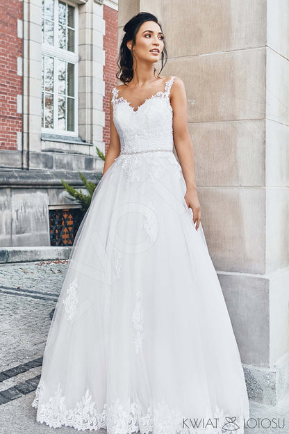 Carmen Full back A-line Sleeveless Wedding Dress Front