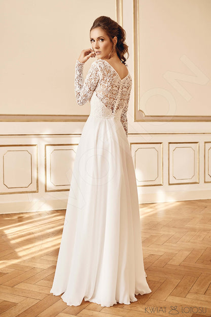 Citra Full back A-line Long sleeve Wedding Dress Back